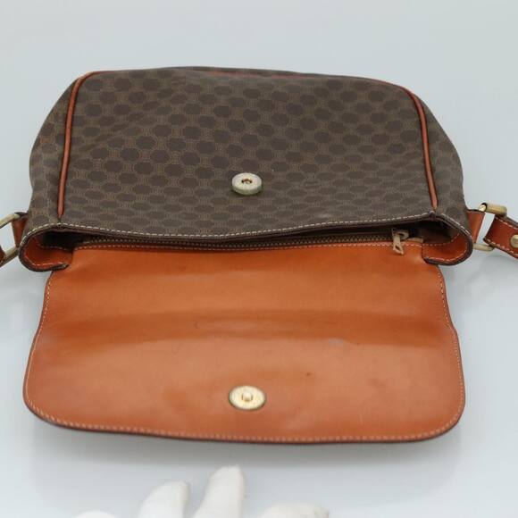 CELINE Macadam Canvas Shoulder Bag Pvc Leather Brown Gold - Picture 16 of 16